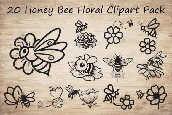 20 Honey Bee Floral Clipart Pack Review