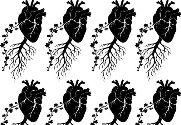Anatomical Heart Floral Branch Vector Review