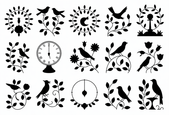 Bird and Floral Silhouette Clipart Review