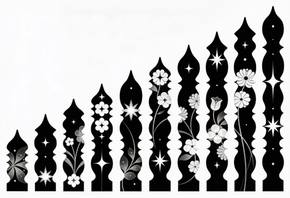 Black White Floral Fence Silhouette Review