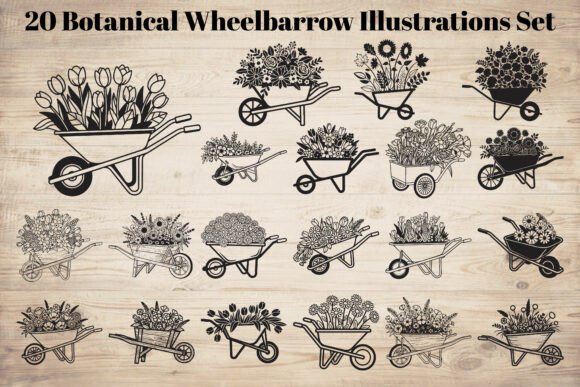 Botanical Wheelbarrow Illustrations SVG Review