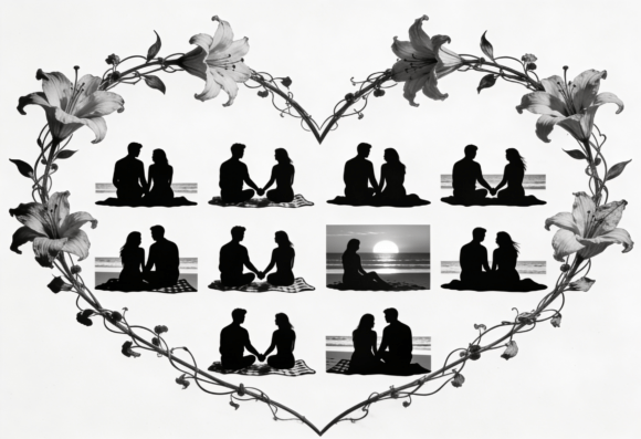 Couple Silhouette Heart Lily Floral Review