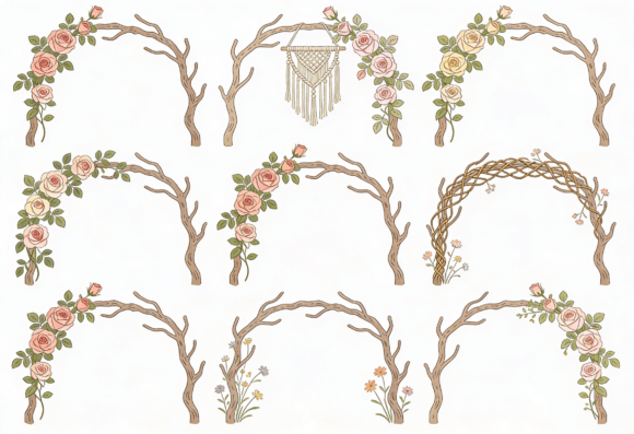 Floral Arch Clipart Set Review for Real Embroidery Work