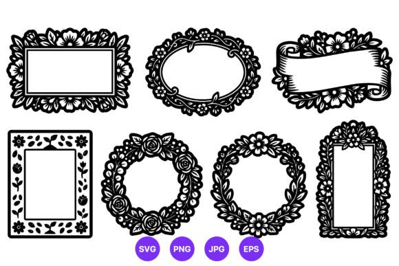 Floral Black White Frames Vector Review