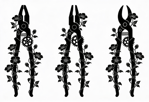 Floral Pliers Gear Silhouette Graphic: A Designer's Review