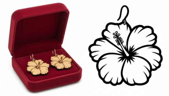 Hibiscus Flower Earring Laser Cut Design Review